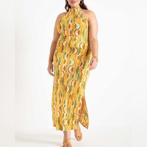 ELOQUII Miranda Sunrise Cabana Halter Dress